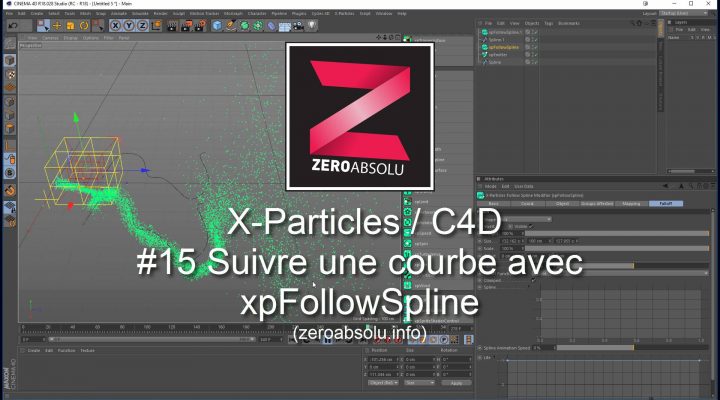 X-Particles / Cinema 4D – #15 Suivre un chemin déterminé par une courbe avec xpFollowSpline
